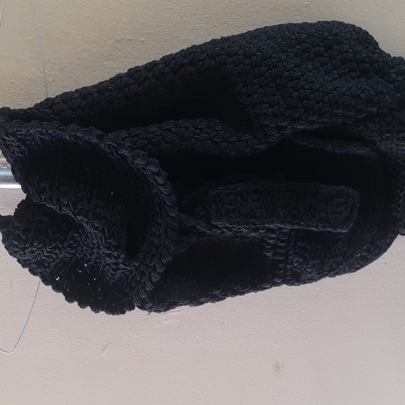 BOHO RODANA LTD black crochet knit backpack Purse Bag - Picture 3 of 13